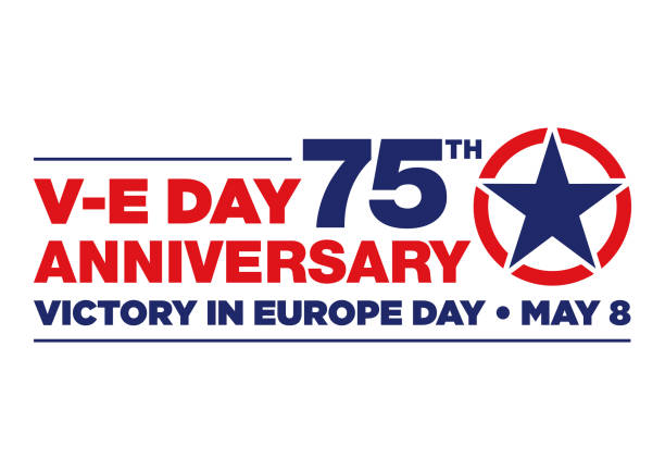 illustrazioni stock, clip art, cartoni animati e icone di tendenza di giornata della vittoria in europa 75° anniversario - allied forces