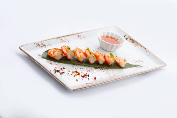 istock Grilled tiger shrimps with spice and sauce 1216140518