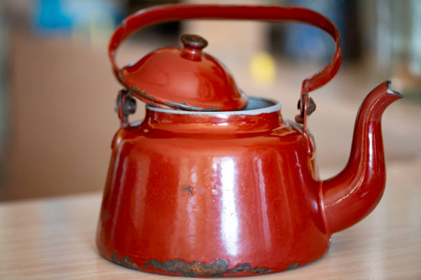 istock Old red metal coffee pot 1216143782