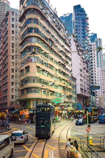 istock Hong Kong street scene in Wan Chai tramway path 1216150932