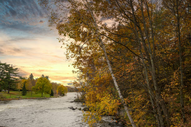 istock Sunset on the river in autumn 1216158872
