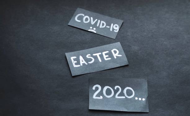istock Concept black and white background for Easter 2020 and Covid-19 1216159103