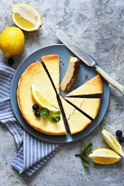 istock New York lemon cheesecake on a concrete background. 1216161479