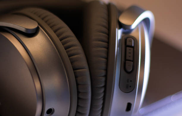 istock Professional gray headphones close-up 1216161797