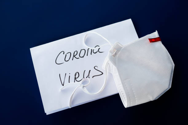 istock surgical mask with coronavirus text written on it. 2019-nCoV virus infection. Covid-19 ( SARS-CoV-2 ) spread around the world. Impact of pandemic virus. 1216162785