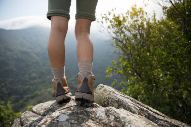 istock Successful hiker enjoy the view on mountain top cliff edge 1216164629