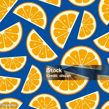 istock Seamless pattern with orange slice. Summer background. 1216167061