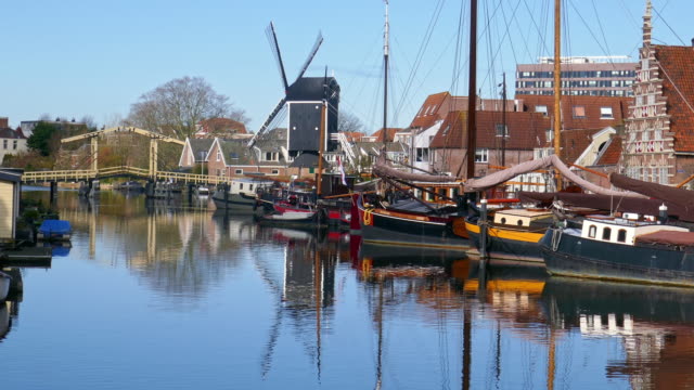 Historical harbor in Leiden