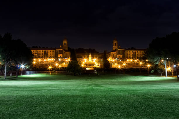 Night time view of the Union Buildings and seat of Government in Pretoria Pretoria, South Africa - March 27, 2010: Night time view of the Union Buildings and seat of Government in Pretoria union buildings stock pictures, royalty-free photos & images