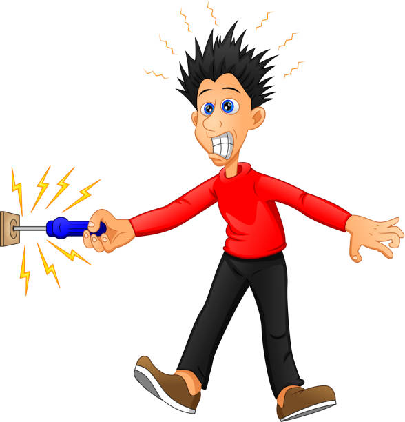 Electrocuted Boy Stock Illustration - Download Image Now - Electric Shock,  Child, Electricity - iStock