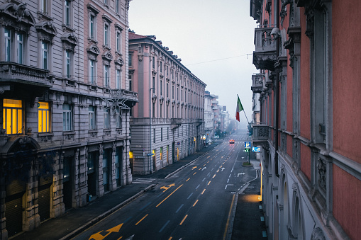 Empty street in Bergamo Italy