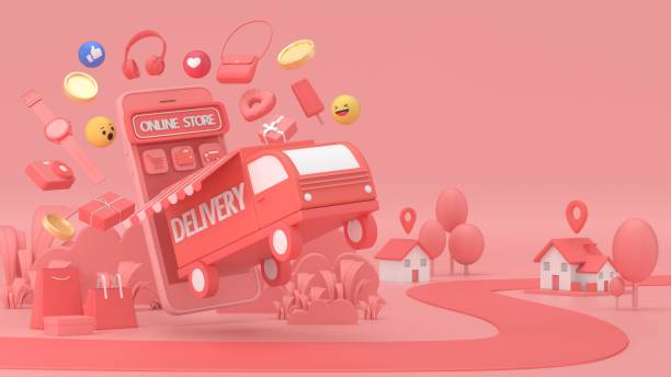 istock 3d render Online delivery service concept, online order tracking,Logistics and Delivery, on mobile.online order tracking, delivery home and office. Warehouse. 1216172032