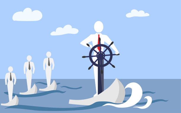 Leadership concept. Leadership concept. boat captain illustrations stock illustrations
