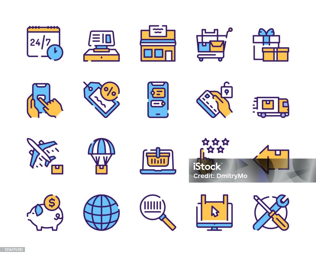 Online Shopping Icons Set On White Background Stock Illustration - Download  Image Now - Icon, Banking, Business - iStock