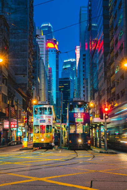 istock Hong Kong street scene in Central tramway path 1216177477