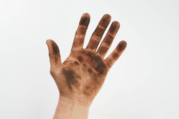 istock Dirty hand isolated on a white background with copy space 1216178786