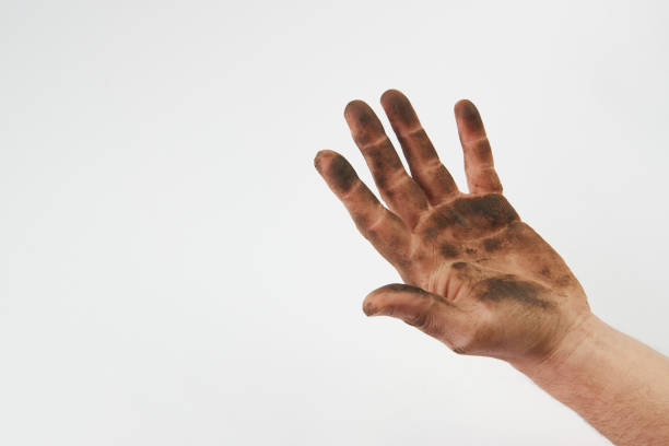 istock Dirty hand isolated on a white background with copy space 1216178823