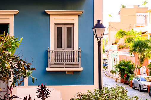 In Old San Juan, Puerto Rico, the historic residential buildings are painted in bold colors.