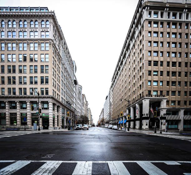 The streets are empty in Washington,DC on Monday at lunchtime during Coronavirus \\ Covid-19 Pandemic.