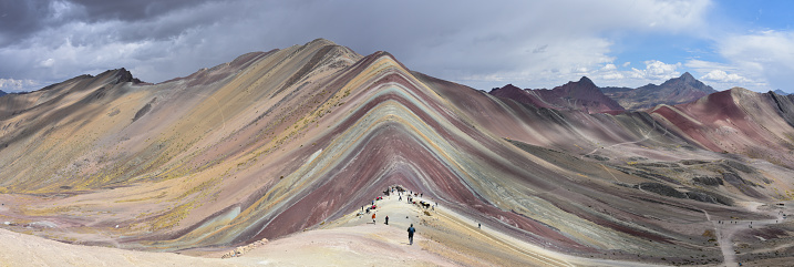 The natural colours of Vinicuna, also known as 'rainbow mountain' or the mountain of 7 colours. Cordillera Vilcanota, Cusco, Peru