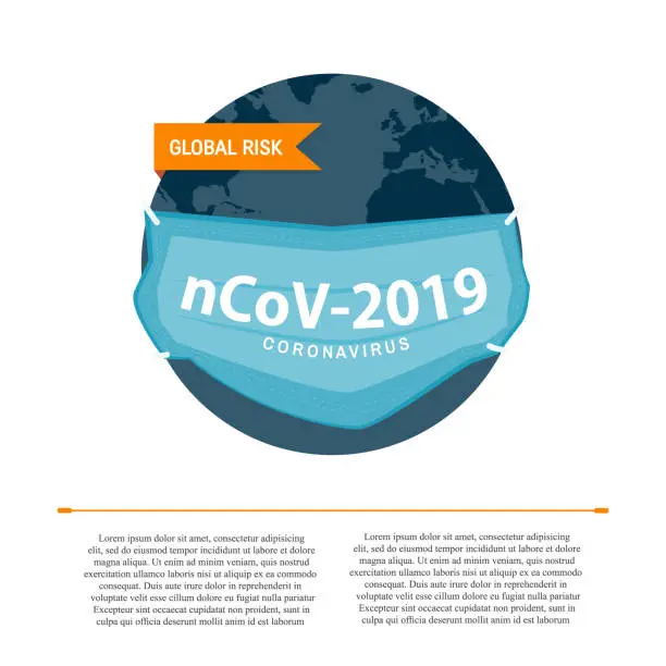 Vector illustration of Novel Coronavirus (2019-nCoV) concept with globe and medical mask
