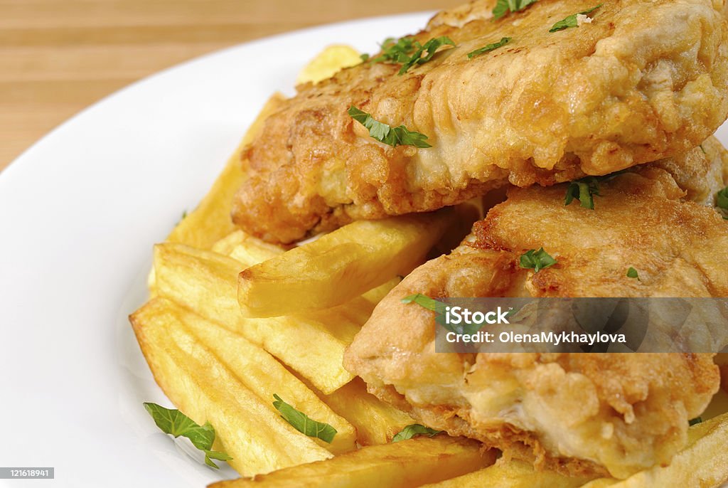 Fried fish and chips  Close-up Stock Photo
