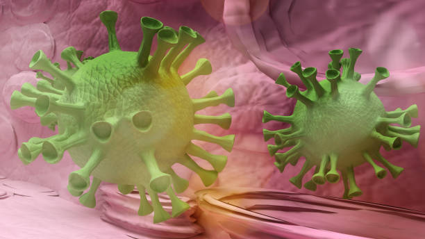istock covid 19  virus microorganism  3d rendering   for medical content. 1216191734