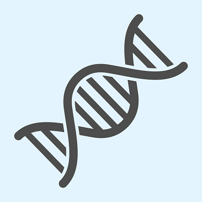 DNA chain solid icon. Genetic medicine and evolution symbol glyph style pictogram on white background. COVID-19 and Medical signs for mobile concept and web design. Vector graphics
