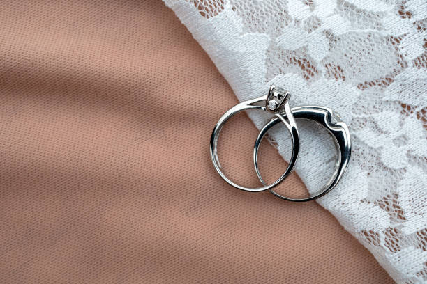 istock wedding ring on white fabric with soft-focus and over light in the background 1216197702