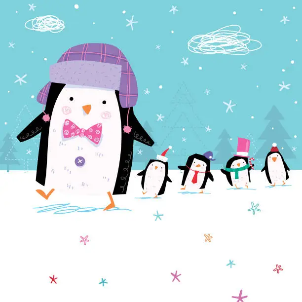 Vector illustration of Penguin Kids