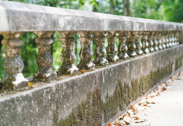 Small concrete gray bridge with handrails, space on the bridge, Thailand, Phuket