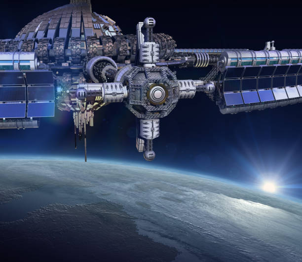 istock Futuristic space station near Earth. 1216208860