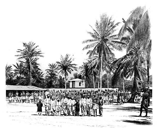 Illustration of a Caravan Serai,Tanzania , old caravan terminal where caravan porters gathered before going into the interior of Africa.