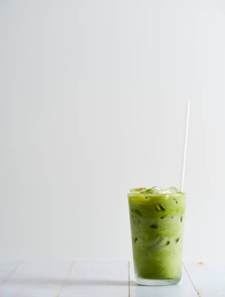 istock Iced Matcha Latte Green Tea in a glass. 1216212494