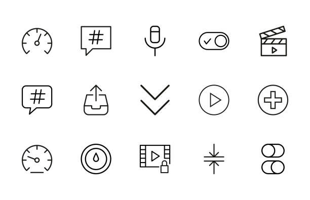 Big set of sign line icons. Big set of sign line icons. Vector illustration isolated on a white background. Premium quality symbols. Stroke vector icons for concept or sign graphics. Simple thin line signs. refresh button on keyboard stock illustrations
