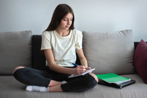 istock Teenager girl is learning 1216213008