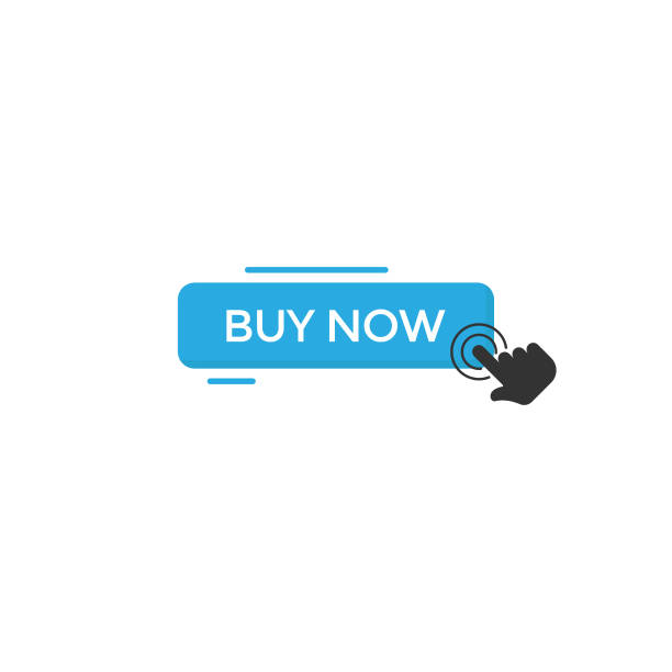 illustrations, cliparts, dessins animés et icônes de achetez maintenant bouton et clic à la main cursor icon vector design sur fond blanc. - buy now