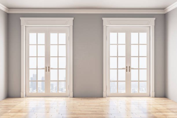 istock Two white door in classic interior 1216219356