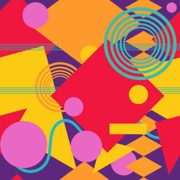 Colorful seamless 2000s background Colorful seamless 2000s style background. Urban geometric textile print design. bfp stock illustrations