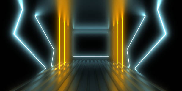 istock 3D abstract background with neon lights. 3d illustration 1216219992