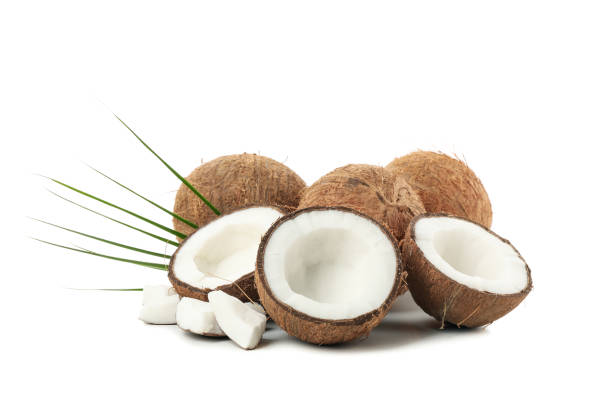 istock Group of coconut isolated on white background. Tropical fruit 1216221095