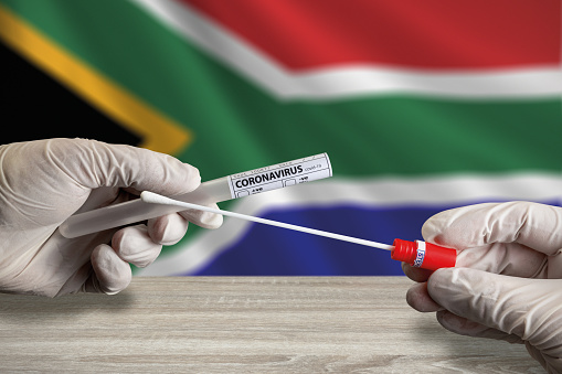 Health care workers and medicine in South Africa concept image.
