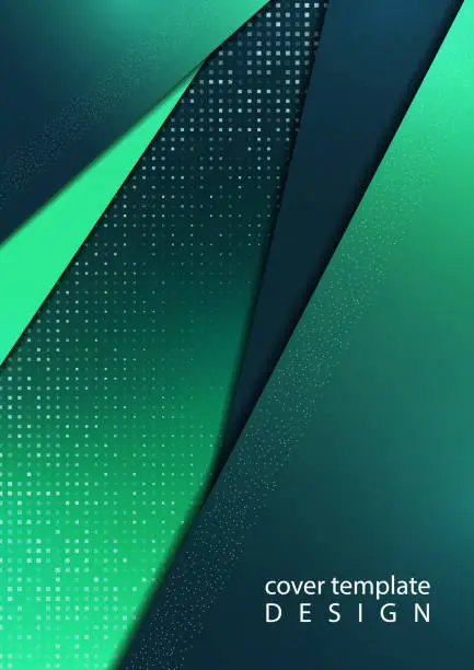 Vector illustration of Modern abstract geometric background. Overlapping triangles, halftones, bright gradient. Template for your corporate design.