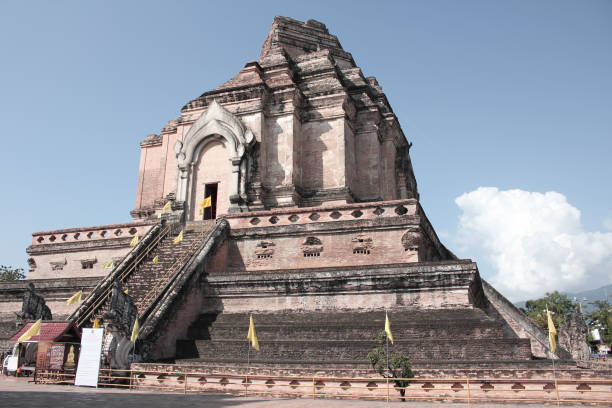 istock thai ancient pagoda with blue sky background 1216223614