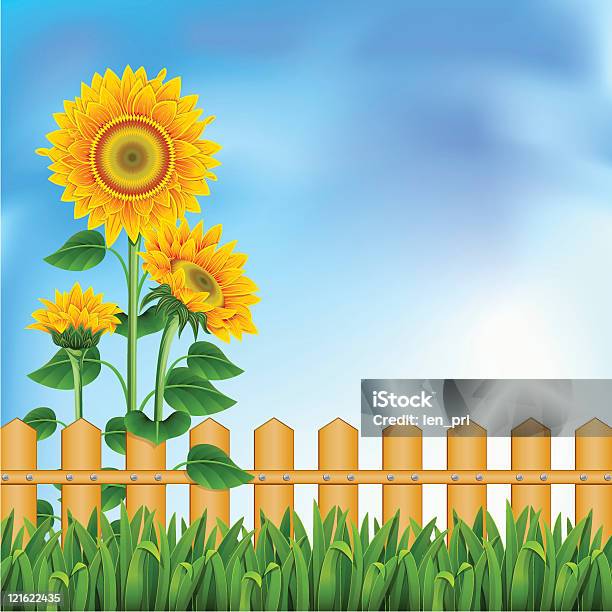 Ilustración de Fondo Con Sunflowers La Malla y más Vectores Libres de Derechos de Azul - Azul, Cielo, Girasol