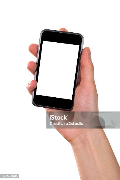 Mano Che Tiene Un Telefono Cellulare - Fotografie stock e altre immagini di Attrezzatura - Attrezzatura, Composizione verticale, Dispositivo informatico portatile