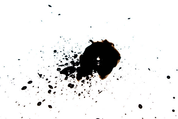 istock Black Ink Paint Splatter Drip on White Background 1216229248