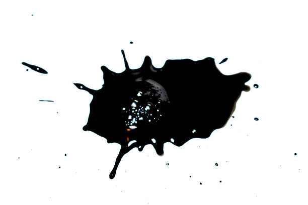 istock Black Ink Paint Splatter Drip on White Background 1216229266