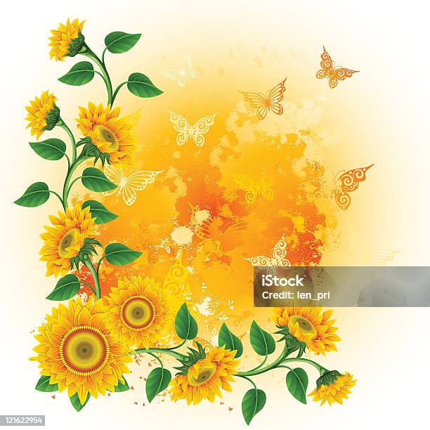Background With Sunflowers Stock Illustration - Download Image Now - Beauty In Nature, Blob, Color Image