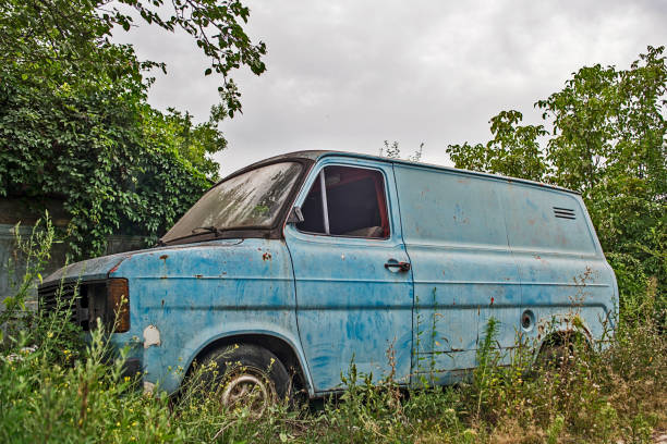 istock Old truck in the forest. A rusty pickup car. Rusty abandoned old car. 1216231189